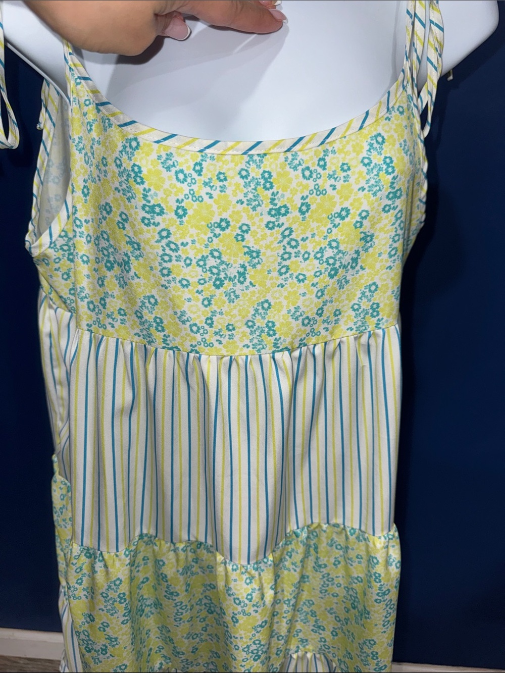 Boho Western Yellow Floral Tiered Dress – Size Small - Picture 9 of 13